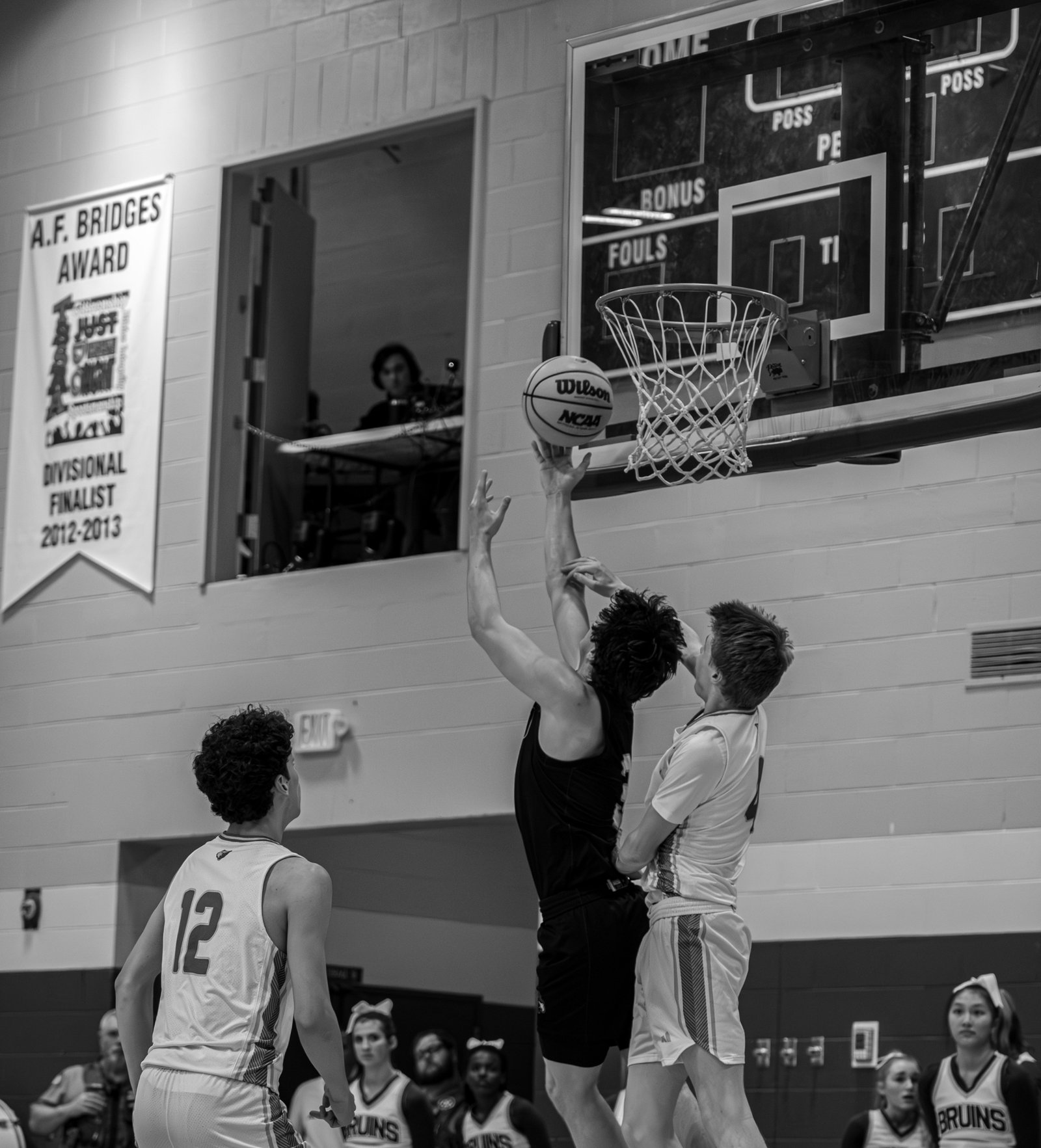 Basketball team huddle